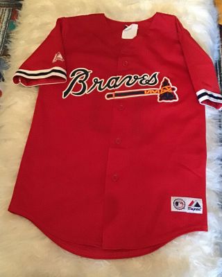 Kids Vintage Braves Chipper Jones Jersey Top Shirt Sz M Made In The Usa