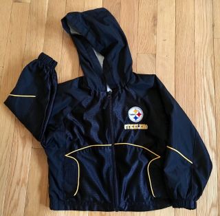 Good Pittsburgh Steelers Youth Zip Up Jacket Coat W/ Hood Sz 4t Nfl Team Apparel