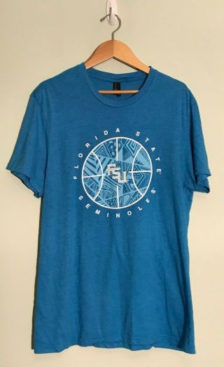 Fsu Florida State University Seminoles Basketball Short Sleeve Aqua T - Shirt Larg
