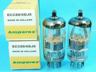 Amperex 6dj8 Ecc88 Orange Globe Vacuum Tube 1970 Platinum Match Pair Sweet Tone