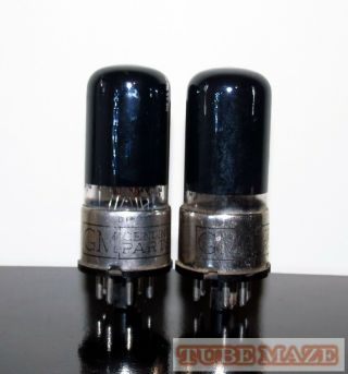 Rare Matched Pair Gm 6v6gt/g Black Glass Metal Base Tubes - 1940s - Tests Nos