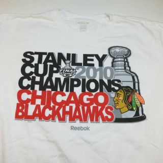 REEBOK CHICAGO BLACKHAWKS NHL HOCKEY STANLEY CUP CHAMPIONS TEE T SHIRT Sz XL 2