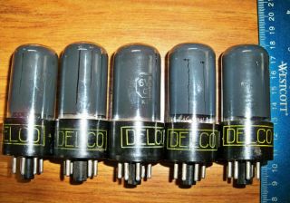 5 Strong Matched Delco By Sylvania Gray Glass 6v6gt Tubes