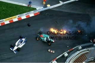 1985 Monaco Wild Crash Formula One Grand Prix 8x12 Photo Nelson Piquet Patrese
