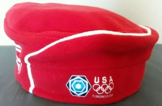 2006 Torino Olympics Red Roots Beret Team Usa Beanie Winter Fleece Hat