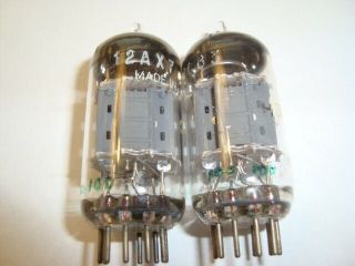 One Matched Pair 12AX7 Tubes,  By Philips of Holland,  One HP Label 2