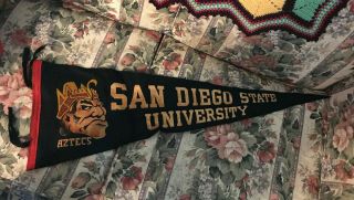 Vintage San Diego State University Aztecs Old Logo Felt Pennant Full Size Flag