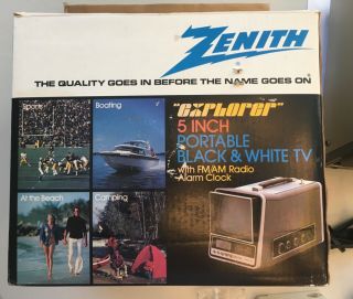 Vintage Zenith 5“ Black & White Portable Tv - Explorer - Model No51b -