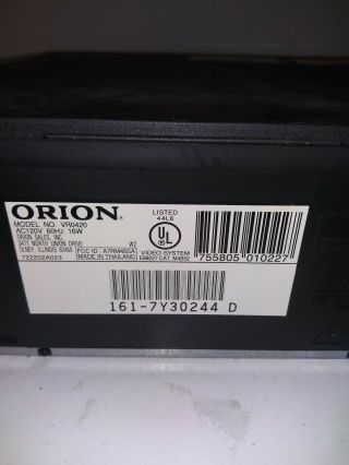 Orion VR0120 VCR Digital Video Cassette Recorder /No Box / Remote and Manuel 2