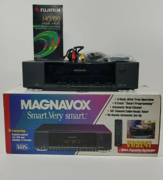 Magnavox Vr9241 4 - Head Vhs Vcr Player/recorder With Remote,  Box,  Cables