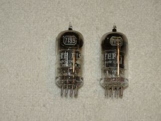 2 X 7199 Rca/fisher Tubes Black Plates Very Strong Pair 1960
