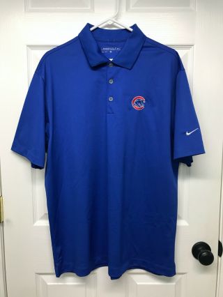 Nike Golf Dri - Fit Mens S/s Chicago Cubs Stretch Uv Tech Polo Shirt: L,  Blue