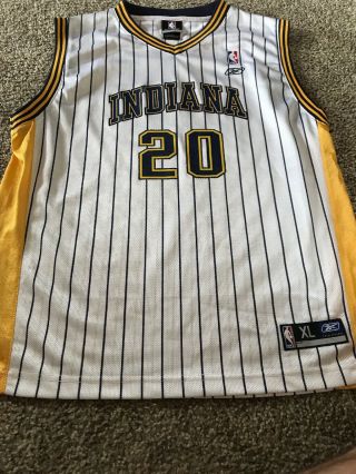 Fred Jones 20 Indiana Pacers Youth Xl (18 - 20) Home White Jersey