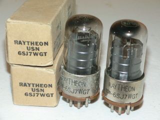 2 Nib Raytheon 6sj7wgt Tubes (usa) 1949