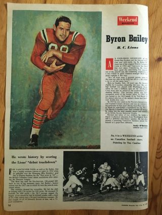 1959 Photo Canadian Football League Cfl B C Lions Byron Bailey