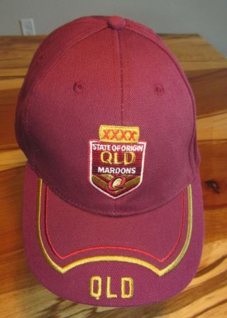 Queensland Maroons Rugby Men’s Baseball Cap,  Hat,  Australia,  Red,  Strapback,  Euc