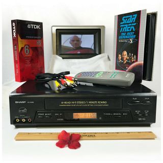 Sharp Vc - H965u Vcr Player Vhs Gift Trek Tape 074000354128 Bundle With Remote