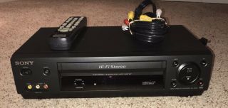 Sony Vhs Vcr Player & Recorder - 4 Head Hi - Fi Vcr & Remote Cables