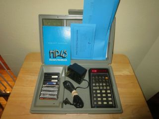 Hewlett Packard: 1973 Hp - 45 Calculator,  Oem Plastic Case,  Charger & Manuals