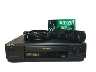 Sony Vcr Slv - 678hf Video Cassette Recorder Hi - Fi Vhs Vcr With Tapes Cable Remote
