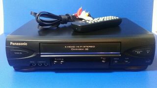 Panasonic Pv - V4522 4 - Head Hifi Stereo Omnivision Vhs Vcr W/ Remote & Av Cables