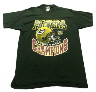 Vtg Mens Green Bay Packers Bowl Xxxi Champions Single Stitch Shirt 2xl Xxl