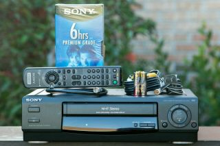 100 Sony Slv - 678h Hifi Vcr Vhs Player/recorder W/remote & Cables