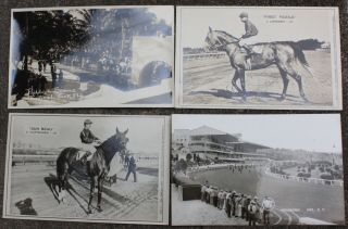 4 Vintage Horse Racing Real Photo Postcards Hippodrome,  Sun Beau,  Tropical Park