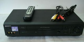 Sony Vhs Player/recorder Model Slv N - 900 With Factory Remote And Cables