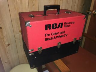 Vtg 1950 - 60s Rca Tubes Wood Carrying Case Television Repair Color Black & White