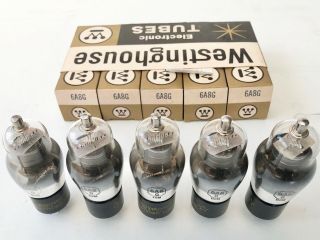 6a8g Westinghouse Nos Tubes Set Of 5 For Radio Zenith Philco Midwest Scott Rca