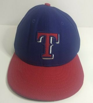 Era 59fifty Mlb Texas Rangers Royal Blue Red Old Logo Fitted Hat Cap 7 3/8