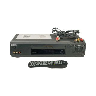 Sony Slv - N77 Hi - Fi Vhs Vcr Stereo Video Cassette Recorder With Remote & Cables