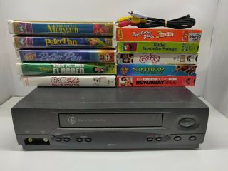Ge General Electric Vcr Player Vg2051 Includes 10 Vhs Tapes & Av Cables -