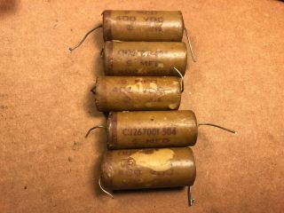 5 Vintage 1950s Cornell Dubilier Grey Tiger Style.  5 Uf 400v Wax Tone Capacitors