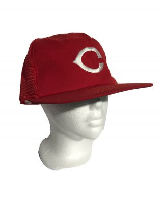 Vintage 80s 90s Cincinnati Reds Mlb Baseball Red Mesh Snapback Hat Adjustable