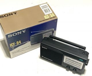 Vintage Sony Icf - 34 Tv/weather/fm/am 4 Band Radio Open Box