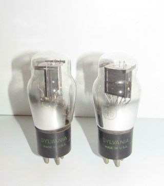 Matched Pair - Sylvania Type 45 St Black Plate Amplifier Tubes.  Tv - 7 Test Strong.