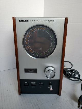 Sony St - 80f Vintage Solid State Mini Fm - Am Stereo Tuner Wood Case Silver Face