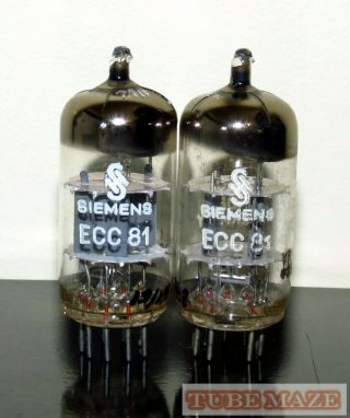 Rare Matched Pair Siemens 12at7/ecc81 Tubes - Germany 1962 - Test Nos