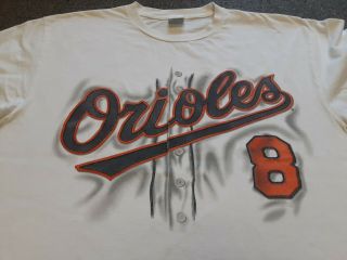 Vtg 90s 1998 Baltimore Orioles 8 Cal Ripken Jr.  Jersey Like T Shirt Wht Large ?