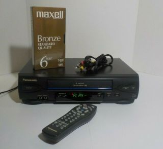 Panasonic Pv - 4022 Vhs 4 - Head Vcr With Remote Av Cables Tape