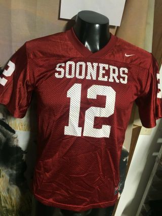 Nike Team Ou Oklahoma Sooners Red 12 Football Jersey Boys Youth L Large 16 - 18