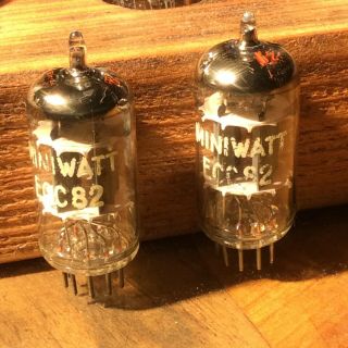 Pair (2) Vintage Miniwatt 12au7 Ecc82 Tubes Long Plate O Getter Rare