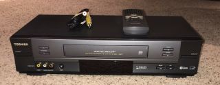 Toshiba W614r Vcr 4 - Head Hi - Fi Vhs Player With Remote And Cables