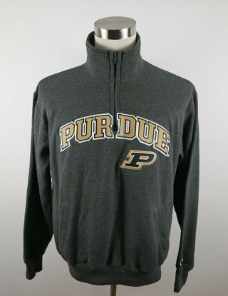 Purdue Boilermakers Mens Eco Fleece Ls 1/4 Zip Dark Gray Sweatshirt Champion L
