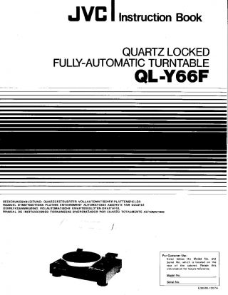 Jvc Ql - Y66f Turntable Ultra Rare Instruction & Service Manuals Look