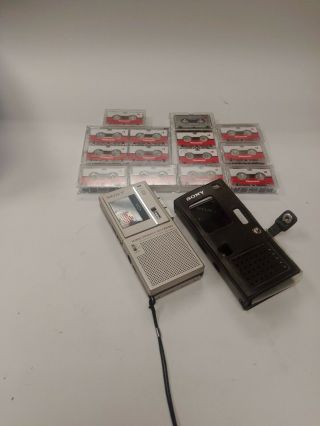 Vintage Sony Microcassette Recorder M - 11ev - Bundle With 14 Cassettes