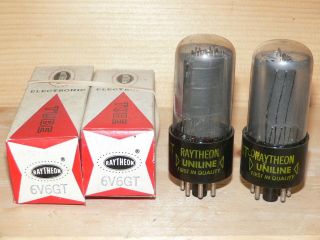 2 Nib Raytheon 6v6gt Tubes (usa) Closely Matched Plate Current - Same Code
