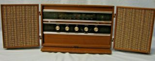 General Electric Walnut Am - Fm Stereophonic High Fidelity Radio W/speakers